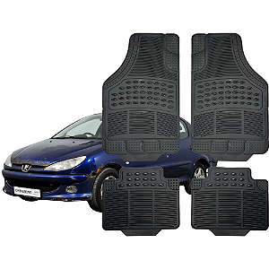 Tapete Automotivo Universal Preto 4 peças Borracha Peugeot 206 Sedan