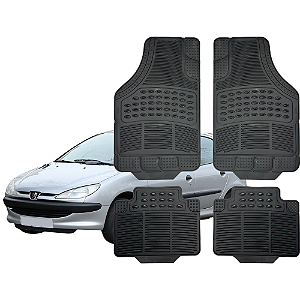 Tapete Automotivo Universal Preto 4 peças Borracha Peugeot 206 Hatch