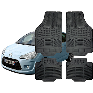 Tapete Automotivo Universal Preto 4 peças Borracha C3 2003 Até 2026