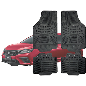 Tapete Automotivo Universal Preto 4 peças Borracha City Hatch Até 2026