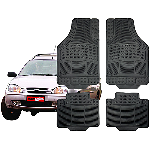 Tapete Automotivo Universal Preto 4 peças Borracha Courier 1997 Á 2013