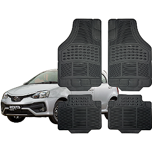 Tapete Automotivo Universal Preto 4 peças Borracha Toyota Etios Hatch