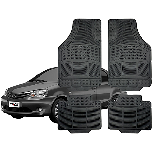 Tapete Automotivo Universal Preto 4 peças Borracha Toyota Etios Sedan