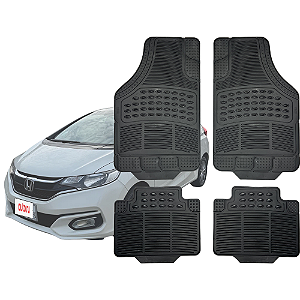 Tapete Automotivo Universal Preto 4 peças Borracha Fit 2003 Até 2021