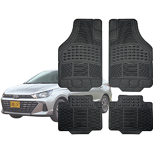 Tapete Automotivo Universal Preto 4 peças Borracha HB20S 2013 Até 2026