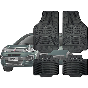 Tapete Automotivo Universal Preto 4 peças Borracha Uno 2010 Até 2021