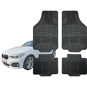 Tapete Automotivo Universal Preto 4 peças Borracha BMW 120I Até 2020