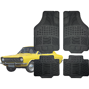 Tapete Automotivo Universal Preto 4 peças Borracha Corcel Até 1986