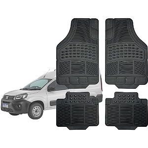 Tapete Automotivo Universal Preto 4 peças Borracha Fiorino Até 1988