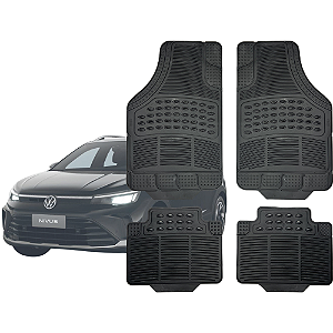Tapete Automotivo Universal Preto 4 peças Borracha Nivus 2020 Até 2026