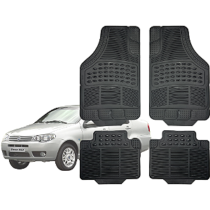 Tapete Automotivo Universal Preto 4 peças Borracha Siena 1997 Até 2016