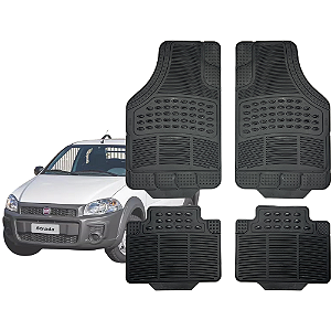 Tapete Automotivo Universal Preto 4 peças Borracha Strada 1998 Até 2019