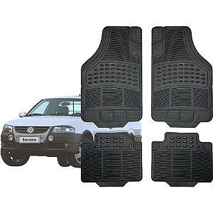 Tapete Automotivo Universal Preto 4 peças Borracha Saveiro Até 2009