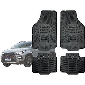 Tapete Automotivo Universal Preto 4 peças Borracha Strada 2021 Até 2026