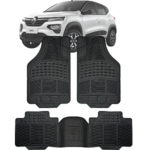 Jogo Tapete Automotivo Carpete Borracha PVC Reforçado Com Tunel Kwid