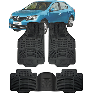 Jogo Tapete Automotivo Carpete Borracha PVC Reforçado Com Tunel Logan