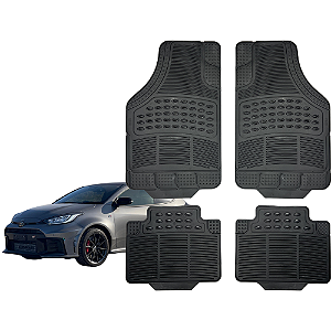 Jogo de Tapete Automotivo Universal Preto 4 peças Borracha GR Yaris