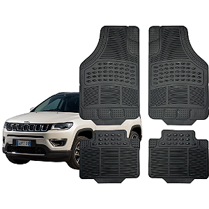 Jogo Tapete Automotivo Universal Preto 4 peças Borracha Jeep Compass