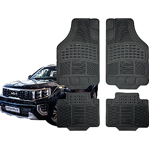 Jogo de Tapete Automotivo Universal Preto 4 peças Borracha Kia Mohave