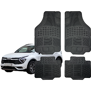 Jogo de Tapete Automotivo Universal Preto 4 peças Borracha Kia Sportage