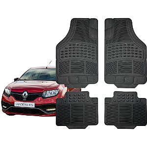 Jogo Tapete Automotivo Universal Preto 4 peças Borracha Renault Sandero