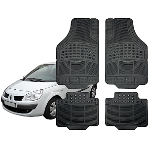Jogo Tapete Automotivo Universal Preto 4 peças Borracha Renault Scenic