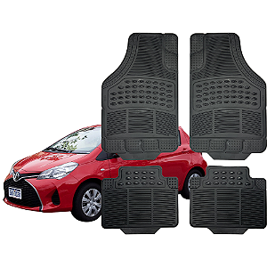 Tapete Automotivo Universal 4 peças Preto Borracha Toyota Yaris Hatch