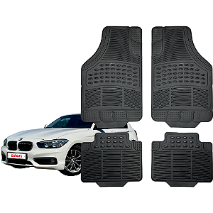 Jogo de Tapete Automotivo Universal 4 peças Preto Borracha PVC BMW 118i