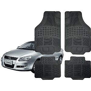 Tapete Automotivo Universal 4 peças Preto Borracha PVC Chery Cielo Sedan