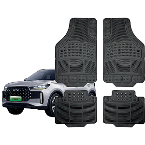 Jogo Tapete Automotivo Universal 4 Peça Preto Borracha PVC Chery Tiggo