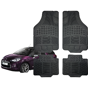 Jogo Tapete Automotivo Universal 4 Peça Preto Borracha PVC Citroen DS3