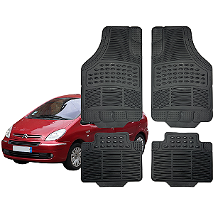 Tapete Automotivo Universal 4 Peça Preto Borracha Citroen Xsara Picasso