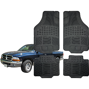 Tapete Automotivo Universal 4 Peça Preto Borracha PVC Dodge Dakota