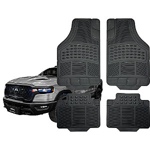 Tapete Automotivo Universal 4 Peça Preto Borracha PVC Picape Ram 1500