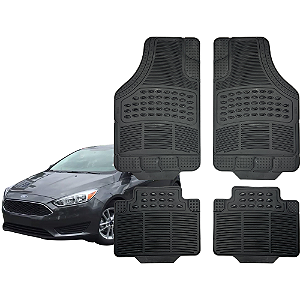 Jogo Tapete Automotivo Universal 4 Peça Preto Borracha Ford Focus Hatch