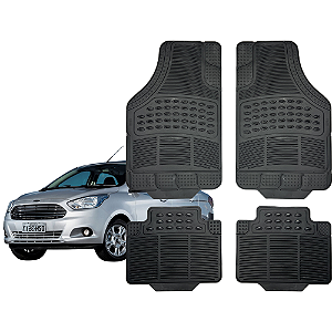 Jogo Tapete Automotivo Universal 4 Peça Preto PVC Borracha Ford Ka Sedan