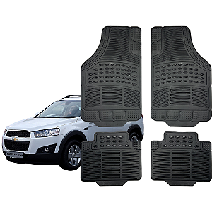 Jogo de Tapete Automotivo Universal 4 Peça Preto PVC Borracha Captiva