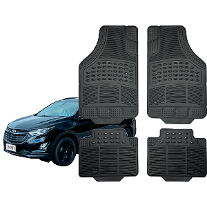 Jogo de Tapete Automotivo Universal 4 Peça Preto PVC Borracha Equinox