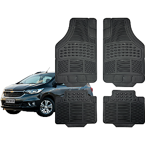 Jogo de Tapete Automotivo Universal 4 Peça Preto PVC Borracha GM Spin