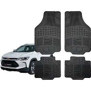 Jogo de Tapete Automotivo Universal 4 Peça Preto PVC Borracha Tracker