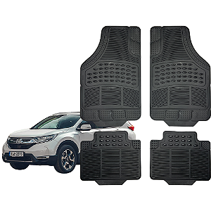 Jogo de Tapete Automotivo Universal 4 Peça Preto PVC Borracha CR-V