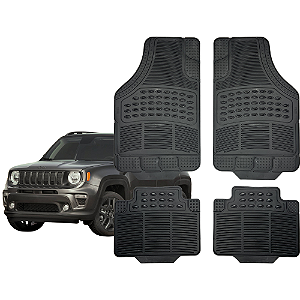 Jogo de Tapete Automotivo Universal 4 Peça PVC Borracha Jeep Renegade
