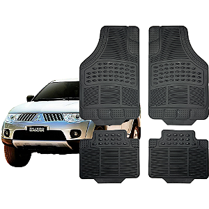 Jogo Tapete Automotivo Universal 4 Peça Preto Borracha Mitsubishi Dakar