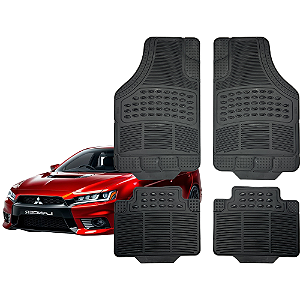 Jogo de Tapete Automotivo Universal 4 Peça Preto PVC Borracha Lancer