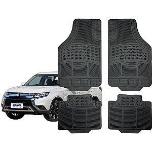 Jogo de Tapete Automotivo Universal 4 Peça Preto PVC Borracha Outlander