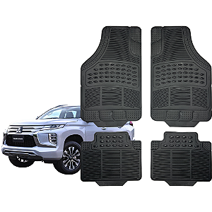 Jogo de Tapete Automotivo Universal 4 Peça Preto Borracha Pajero Sport