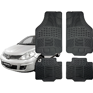 Jogo Tapete Automotivo Universal 4 Peça Preto Borracha PVC Tilda Hatch