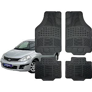Jogo Tapete Automotivo Universal 4 Peça Preto Borracha PVC Tilda Sedan