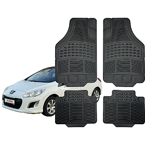 Jogo Tapete Automotivo Universal 4 Peça Preto Borracha PVC Peugeot 308