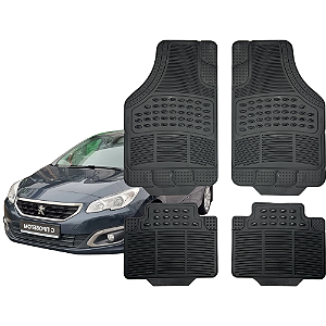 Jogo Tapete Automotivo Universal 4 Peça Preto Borracha PVC Peugeot 408